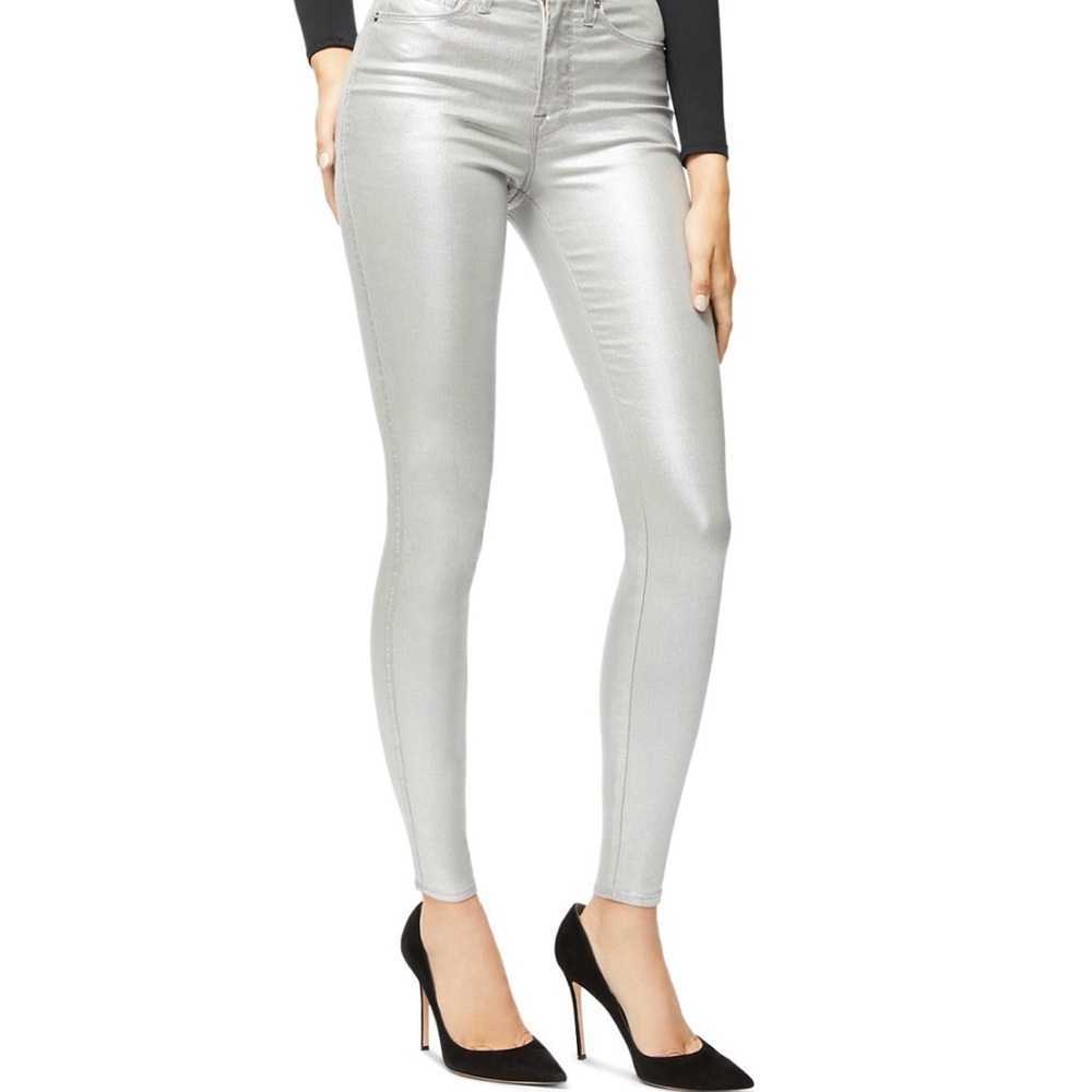 Good American Shimmering Silver Jeans Size 14 NWT